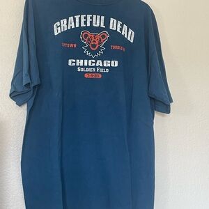2002 Grateful Dead Chicago Soldier Field Tee - Teal with Orange & White Print